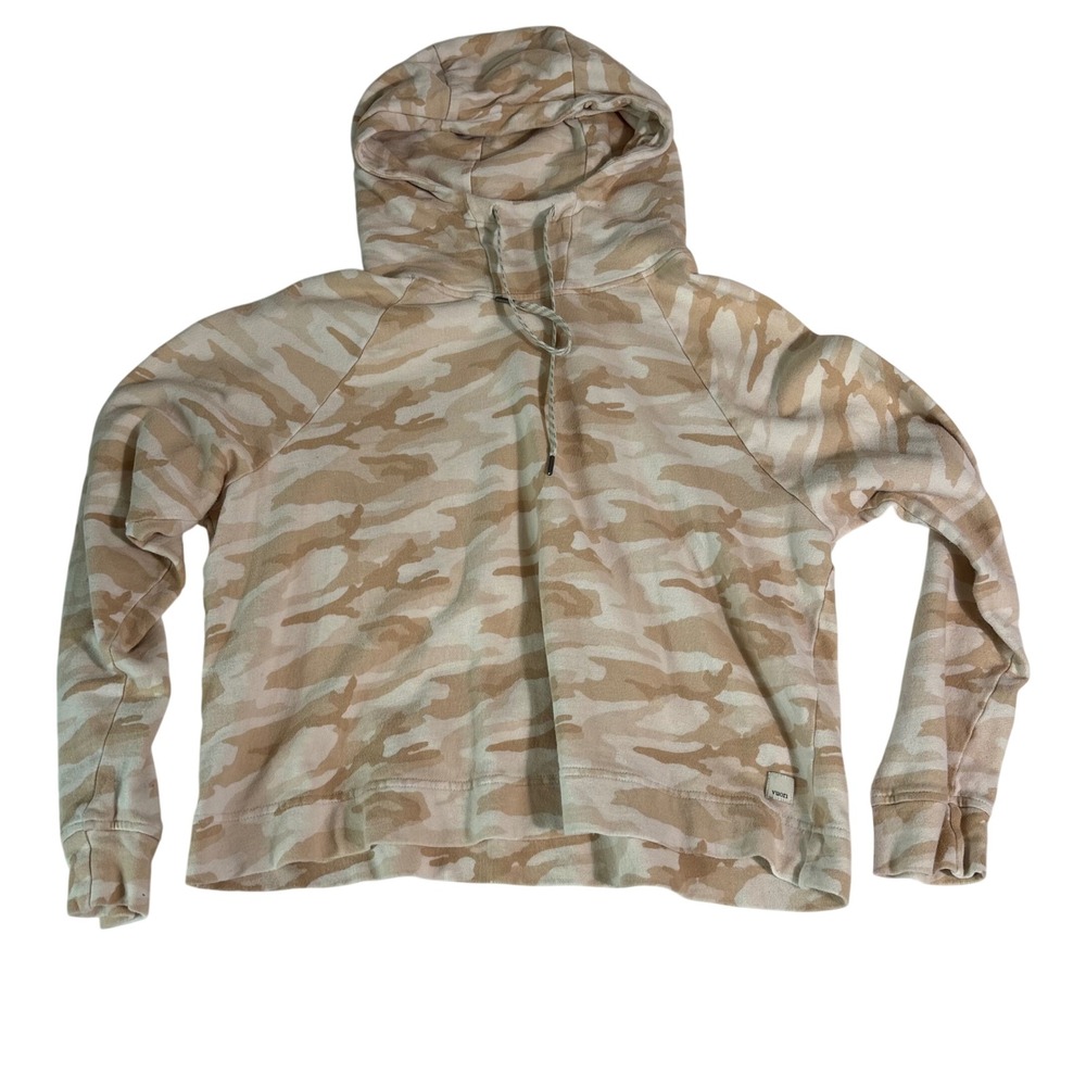 Vuori Halo Essential Hoodie Tan Camo DreamKnit Pullover Sweatshirt Women Large